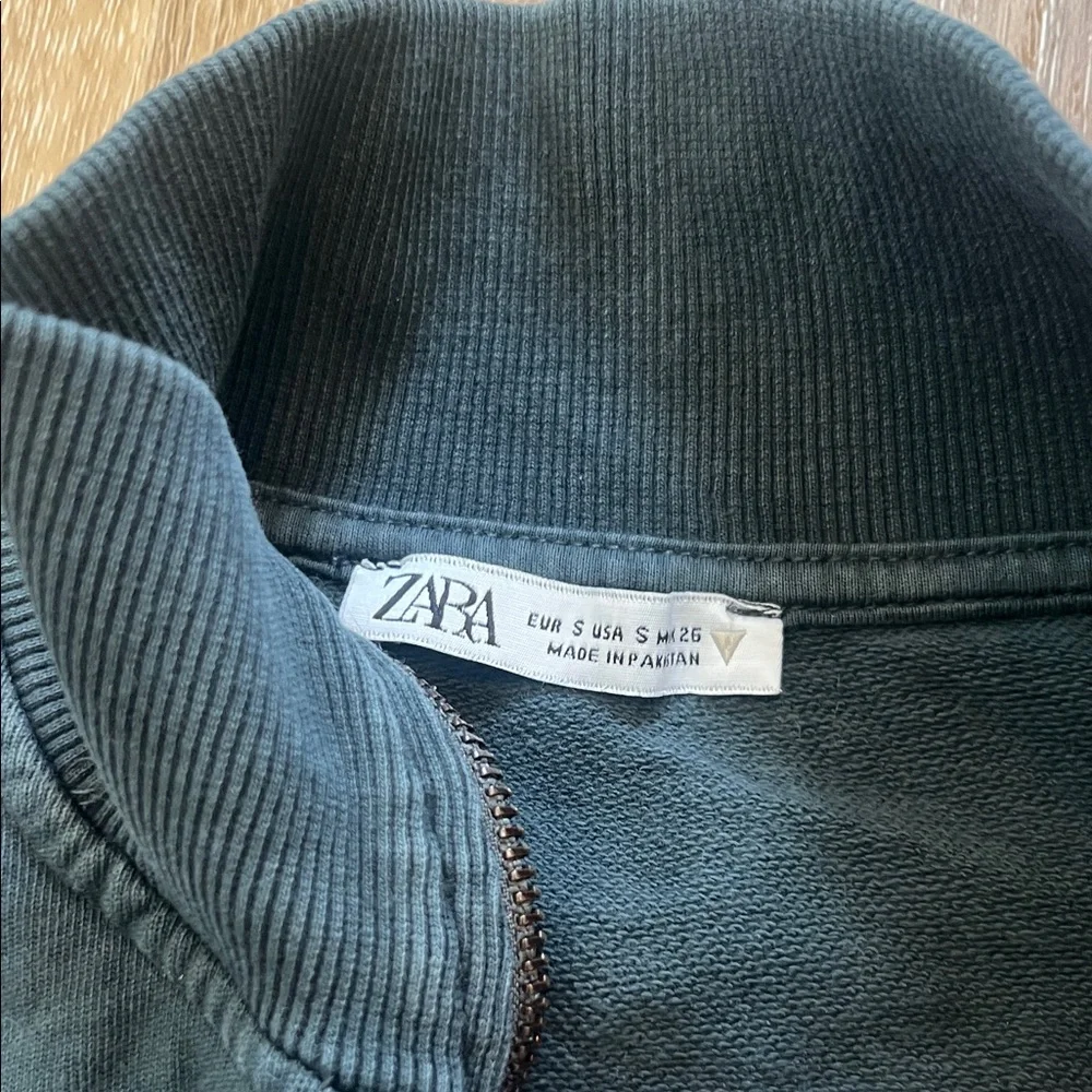 Zara Small Distressed Gray CropZip-Up Jacket